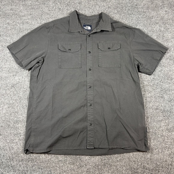 The North Face Shirt Men's XL Short Sleeve Button Up Gray Utility Workwear - Picture 1 of 7